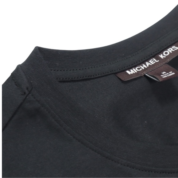 Michael Kors T-shirt Mens Size Medium Embroidered Logo Black Short Sleeve - Picture 7 of 12